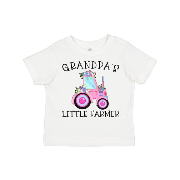 Inktastic Grandpa's Little Farmer- Pink Tractor and Flowers Boys or Girls Toddler T-Shirt