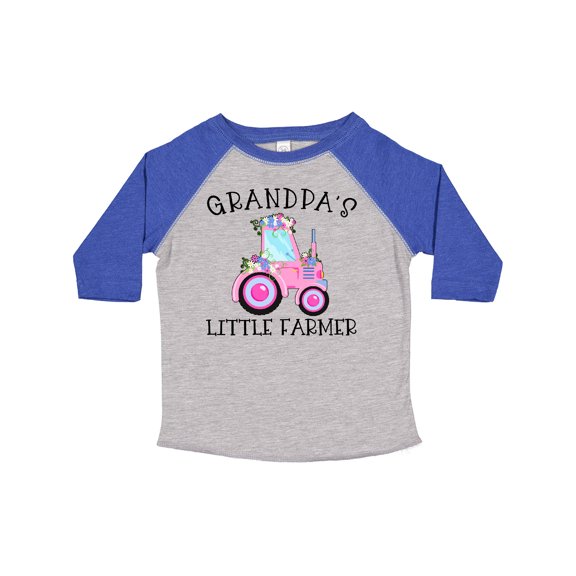 Inktastic Grandpa's Little Farmer- Pink Tractor and Flowers Boys or Girls Toddler T-Shirt