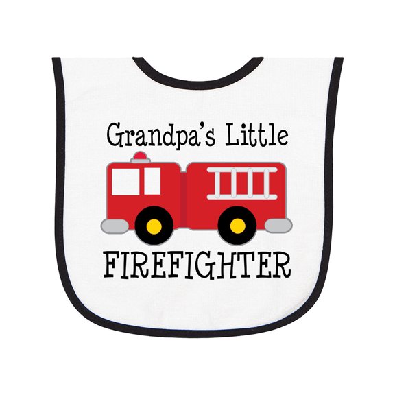 Inktastic Grandpa's Little Firefighter Baby Terry Cloth Bib
