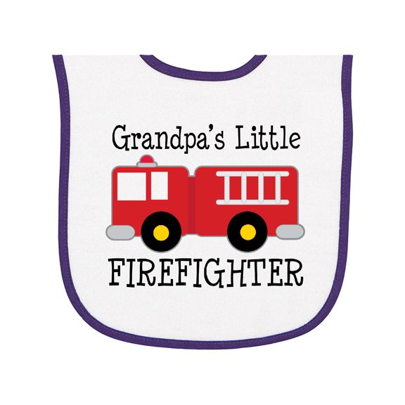 Inktastic Grandpa's Little Firefighter Baby Terry Cloth Bib