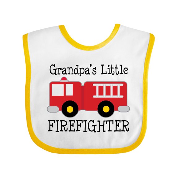 Inktastic Grandpa's Little Firefighter Boys Baby Bib