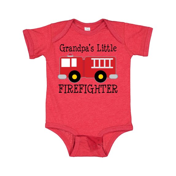 Inktastic Grandpa's Little Firefighter Boys Baby Bodysuit