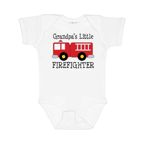 Inktastic Grandpa's Little Firefighter Boys Baby Bodysuit