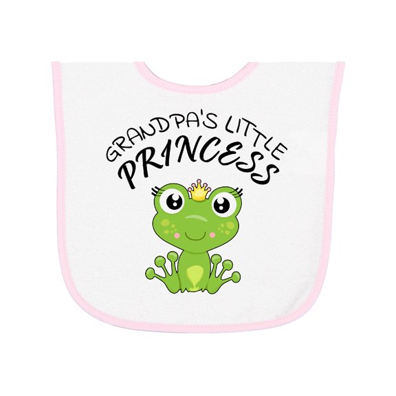 Inktastic Grandpa's Little Princess Cute Frog Baby Terry Cloth Bib