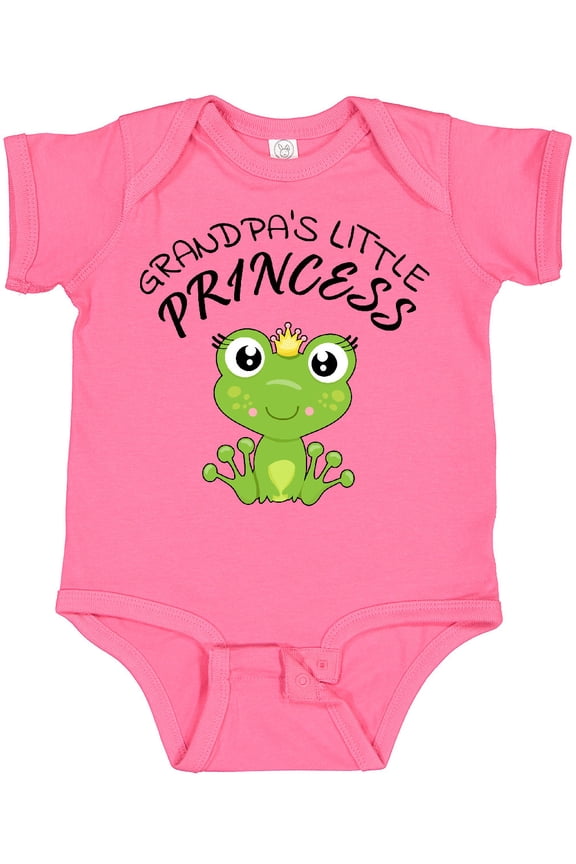 Grandpa's Little Princess Cute Frog Girls Baby Bodysuit