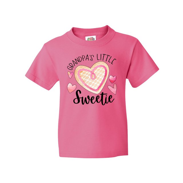 Inktastic Grandpa's Little Sweetie with Pink Heart Cookie Youth T-Shirt