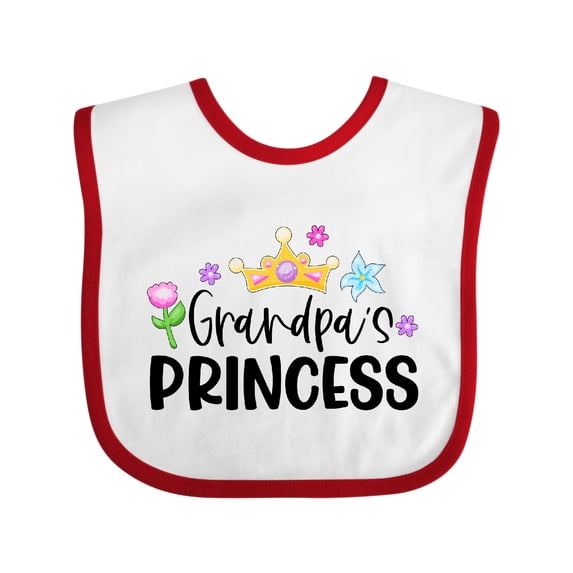 Inktastic Grandpa's Princess Crown and Flowers Girls Baby Bib