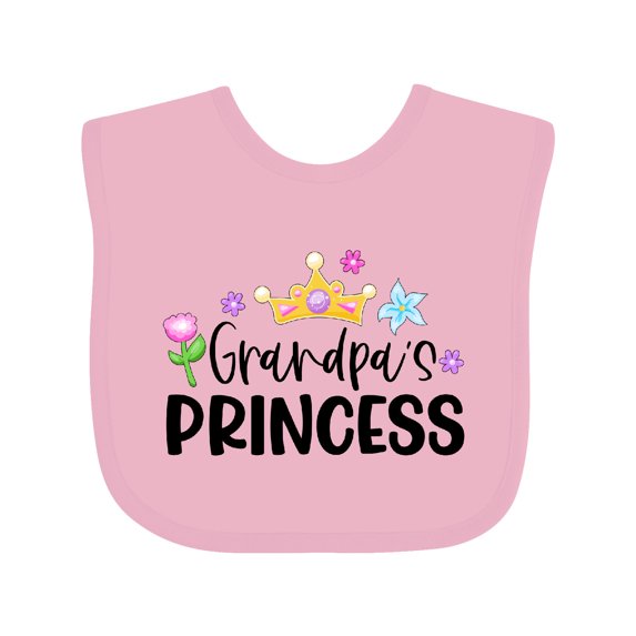 Inktastic Grandpa's Princess Crown and Flowers Girls Baby Bib
