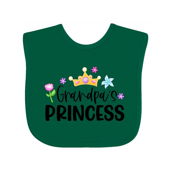 Inktastic Grandpa's Princess Crown and Flowers Girls Baby Bib