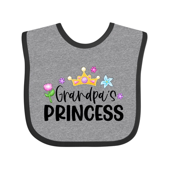 Inktastic Grandpa's Princess Crown and Flowers Girls Baby Bib