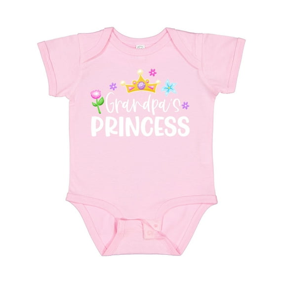 Inktastic Grandpa's Princess Crown and Flowers Girls Baby Bodysuit