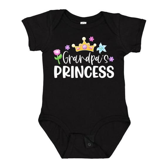 Inktastic Grandpa's Princess Crown and Flowers Girls Baby Bodysuit