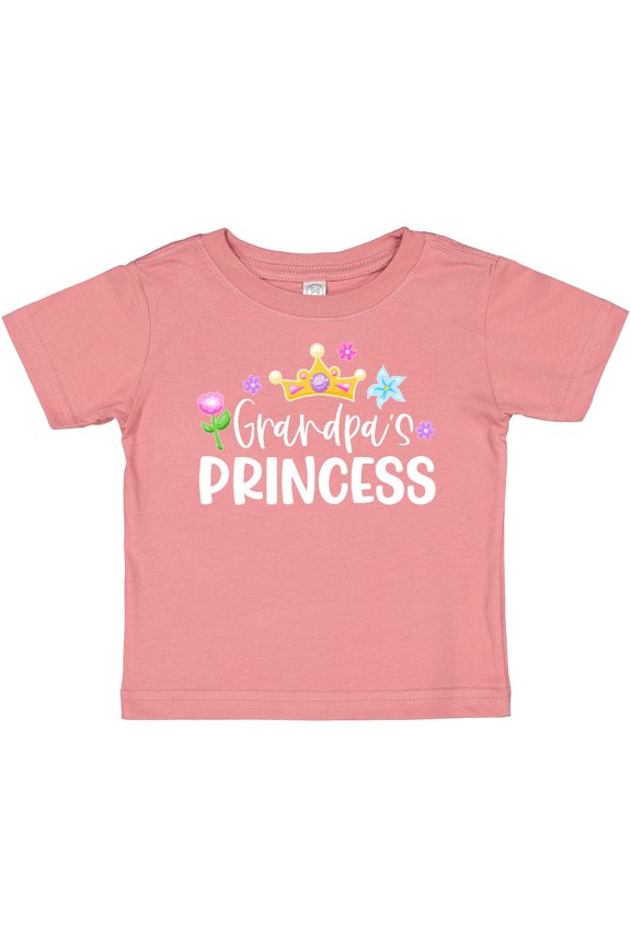 Grandpa's Princess Crown and Flowers Girls Baby T-Shirt