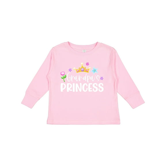 Inktastic Grandpa's Princess Crown and Flowers Girls Long Sleeve Toddler T-Shirt