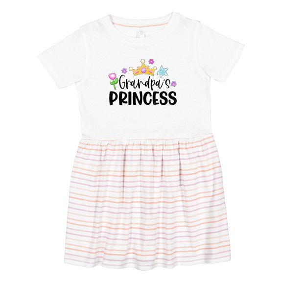 Inktastic Grandpa's Princess Crown and Flowers Girls Toddler Dress