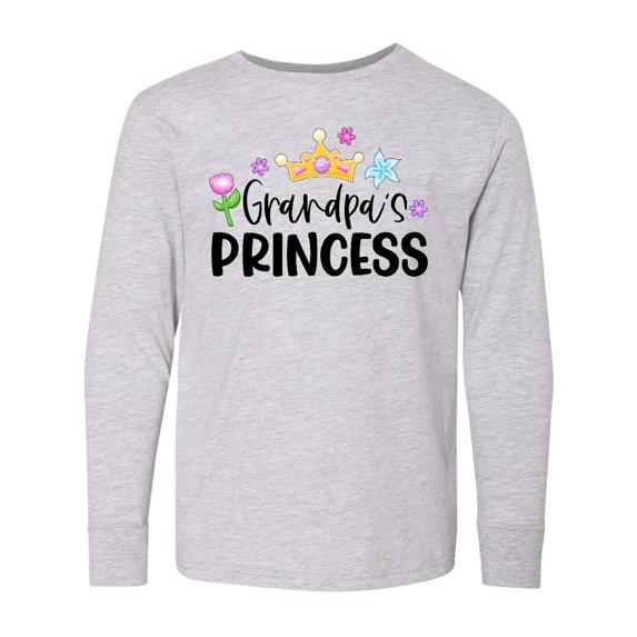 Inktastic Grandpa's Princess Crown and Flowers Long Sleeve Youth T-Shirt