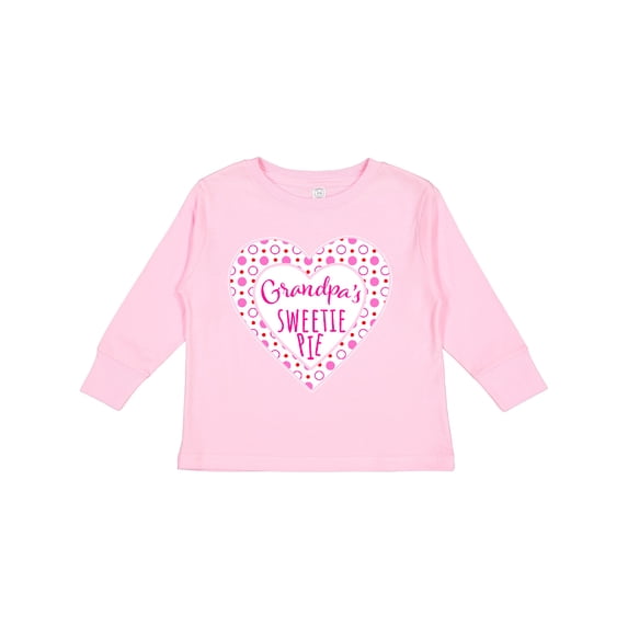 Inktastic Grandpa's Sweetie Pie with Pink Hearts Boys or Girls Long Sleeve Toddler T-Shirt