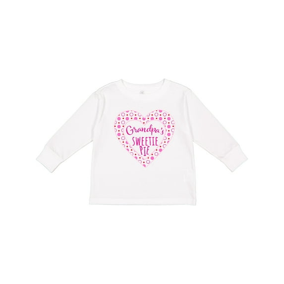 Inktastic Grandpa's Sweetie Pie with Pink Hearts Boys or Girls Long Sleeve Toddler T-Shirt