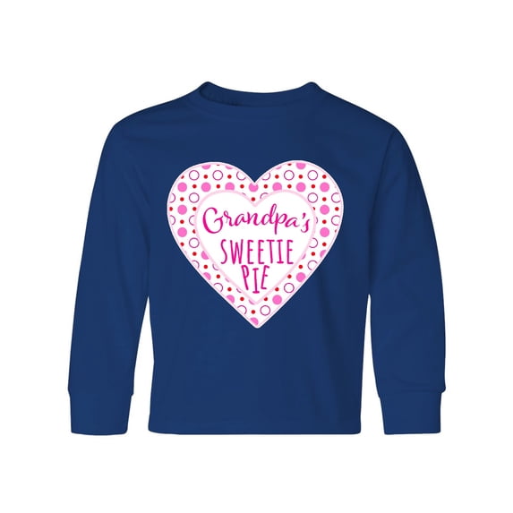Inktastic Grandpa's Sweetie Pie with Pink Hearts Long Sleeve Youth T-Shirt
