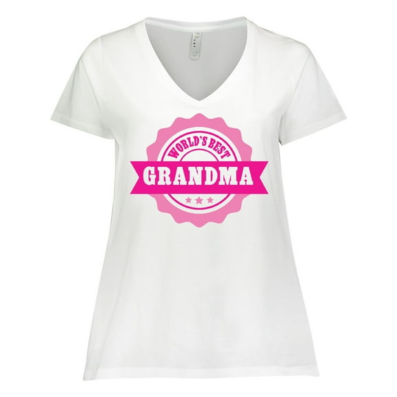 Inktastic Grandparents Day Worlds Best Grandma Women's Plus Size V-Neck T-Shirt
