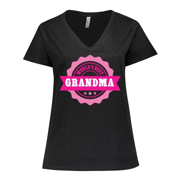 Inktastic Grandparents Day Worlds Best Grandma Women's Plus Size V-Neck T-Shirt