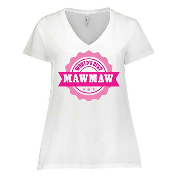 Inktastic Grandparents Day Worlds Best Mawmaw Women's Plus Size V-Neck T-Shirt