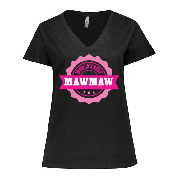 Inktastic Grandparents Day Worlds Best Mawmaw Women's Plus Size V-Neck T-Shirt