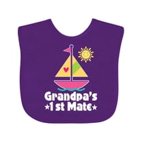Inktastic Grandpas First Mate Girls Pink Sailboat Girls Baby Bib