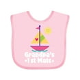 thumbnail image 1 of Inktastic Grandpas First Mate Girls Pink Sailboat Girls Baby Bib, 1 of 4