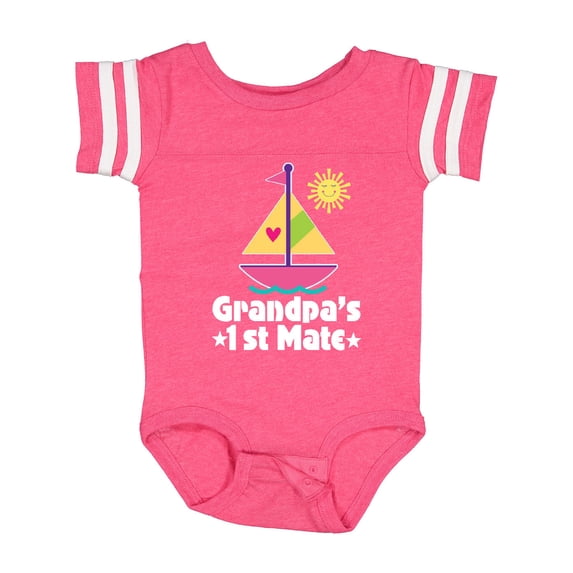 Inktastic Grandpas First Mate Girls Pink Sailboat Girls Baby Bodysuit