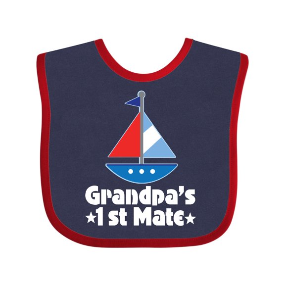 Inktastic Grandpas First Mate Nautical Sailboat Boys Baby Bib