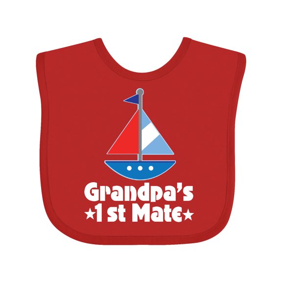 Inktastic Grandpas First Mate Nautical Sailboat Boys Baby Bib
