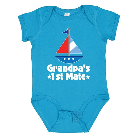 Inktastic Grandpas First Mate Nautical Sailboat Boys Baby Bodysuit
