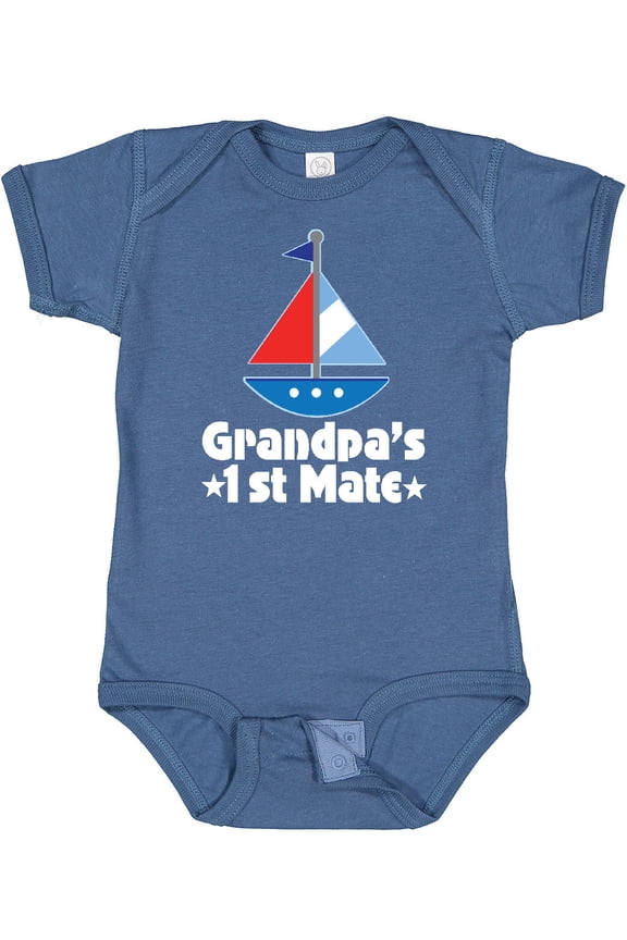 Grandpas First Mate Nautical Sailboat Boys Baby Bodysuit