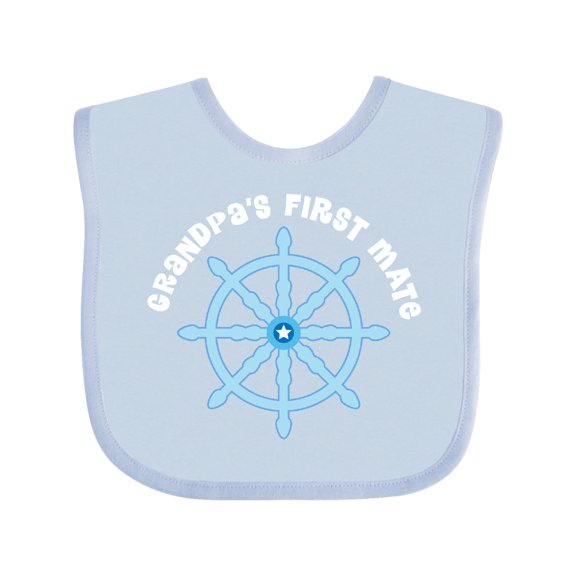 Inktastic Grandpas First Mate Sailing Nautical Boys Boys Baby Bib