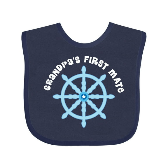 Inktastic Grandpas First Mate Sailing Nautical Boys Boys Baby Bib