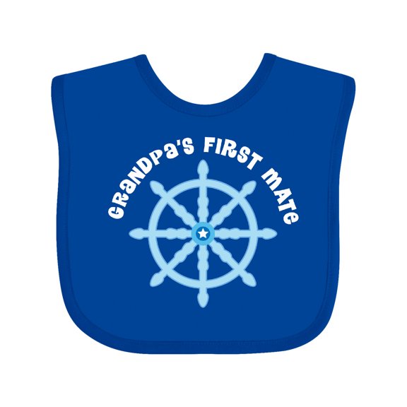 Inktastic Grandpas First Mate Sailing Nautical Boys Boys Baby Bib