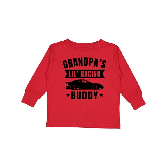 Inktastic Grandpas Lil Racing Buddy Boys or Girls Long Sleeve Toddler T-Shirt