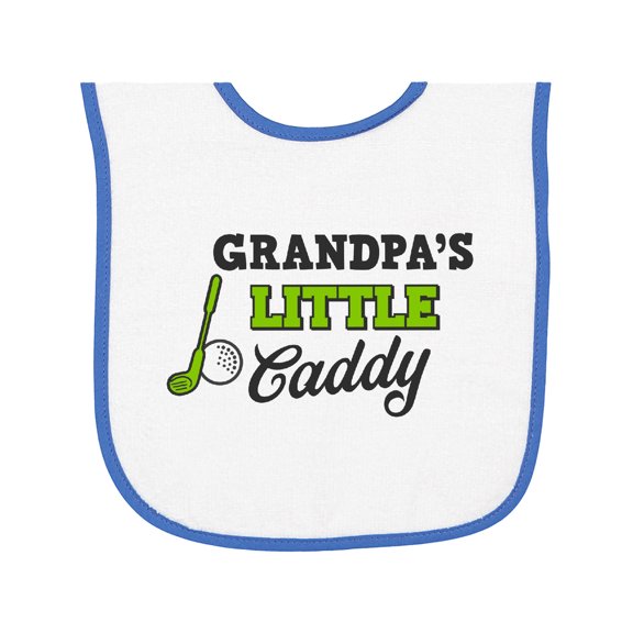 Inktastic Grandpas Little Caddy with Golf Club and Ball Baby Terry Cloth Bib