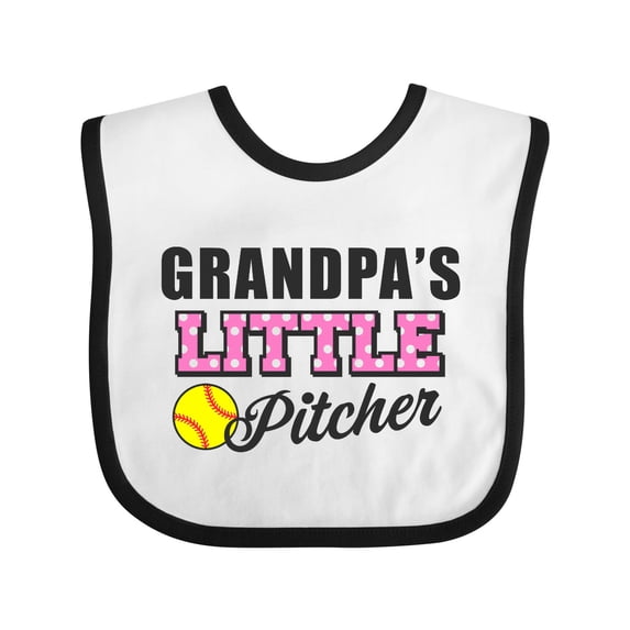 Inktastic Grandpas Little Pitcher Softball Girls Baby Bib