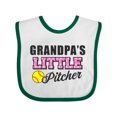 thumbnail image 1 of Inktastic Grandpas Little Pitcher Softball Girls Baby Bib, 1 of 4