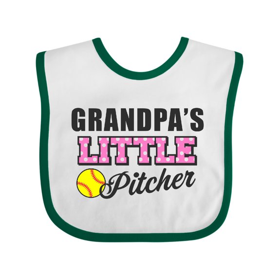 Inktastic Grandpas Little Pitcher Softball Girls Baby Bib