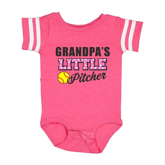 Inktastic Grandpas Little Pitcher Softball Girls Baby Bodysuit