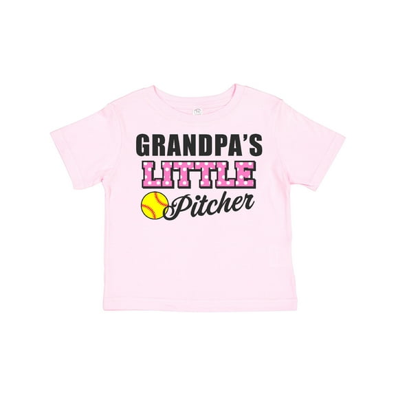 Inktastic Grandpa's Little Pitcher Softball Girls Toddler T-Shirt