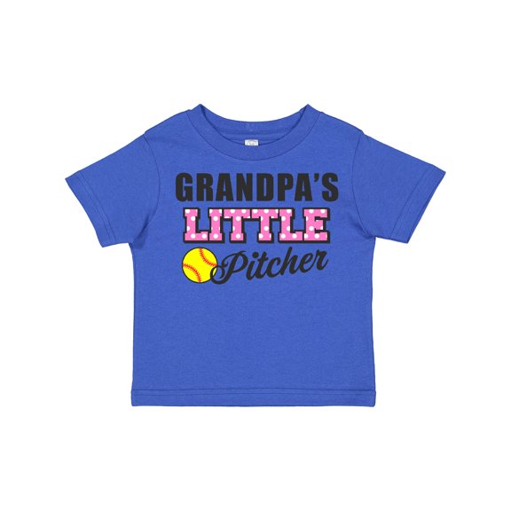 Inktastic Grandpa's Little Pitcher Softball Girls Toddler T-Shirt