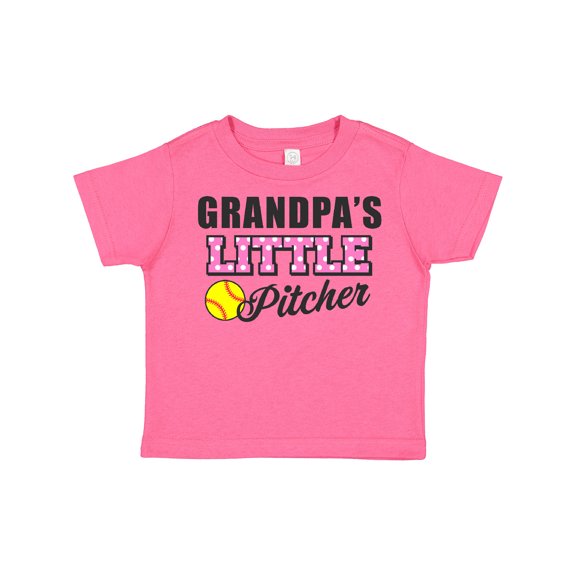 Inktastic Grandpa's Little Pitcher Softball Girls Toddler T-Shirt