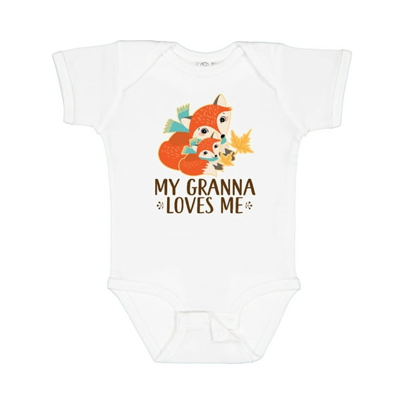 Inktastic Granna Loves Me Woodland Fox Boys or Girls Baby Bodysuit
