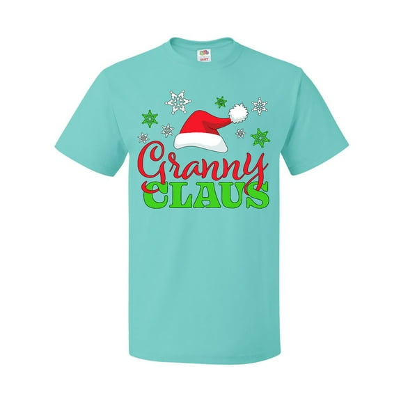 Inktastic Granny Claus with Christmas Santa Hat and Snowflakes T-Shirt