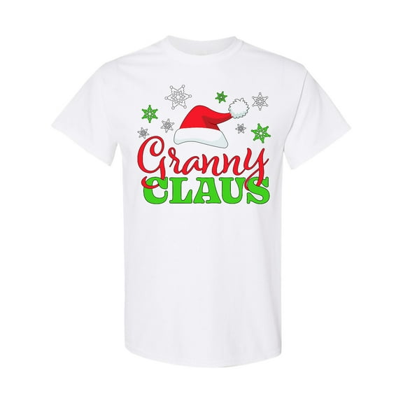 Inktastic Granny Claus with Christmas Santa Hat and Snowflakes T-Shirt