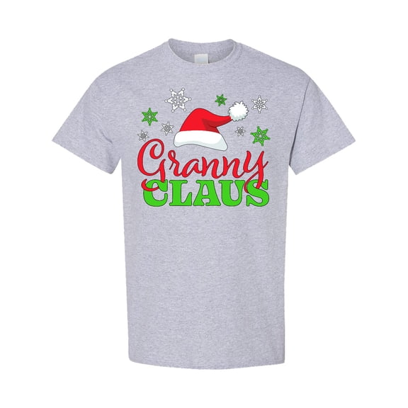 Inktastic Granny Claus with Christmas Santa Hat and Snowflakes T-Shirt